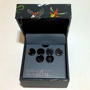 Ed Hardy Men’s Stud Earrings Set Of 3 New In Box